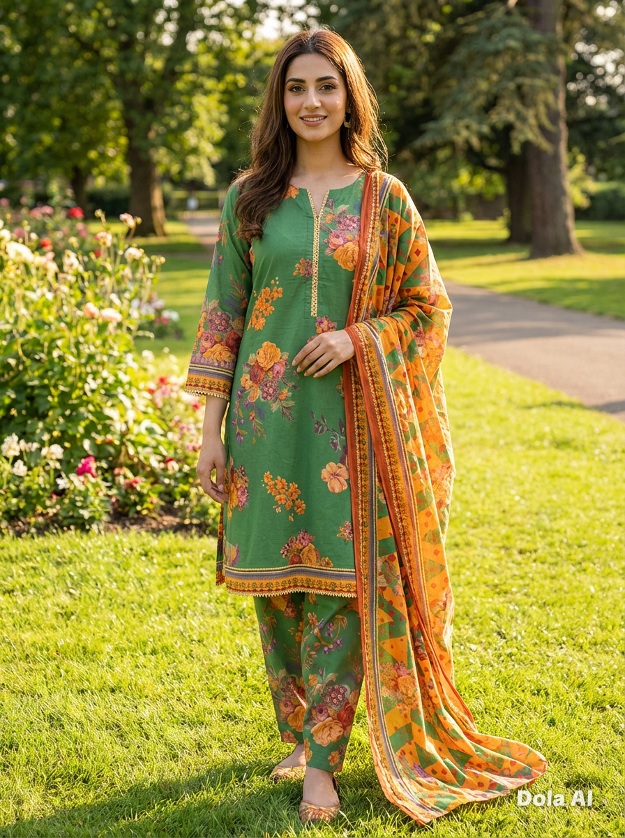 Gul Jee Bakht Collection 3pc Digital Printed Linen GJ 18