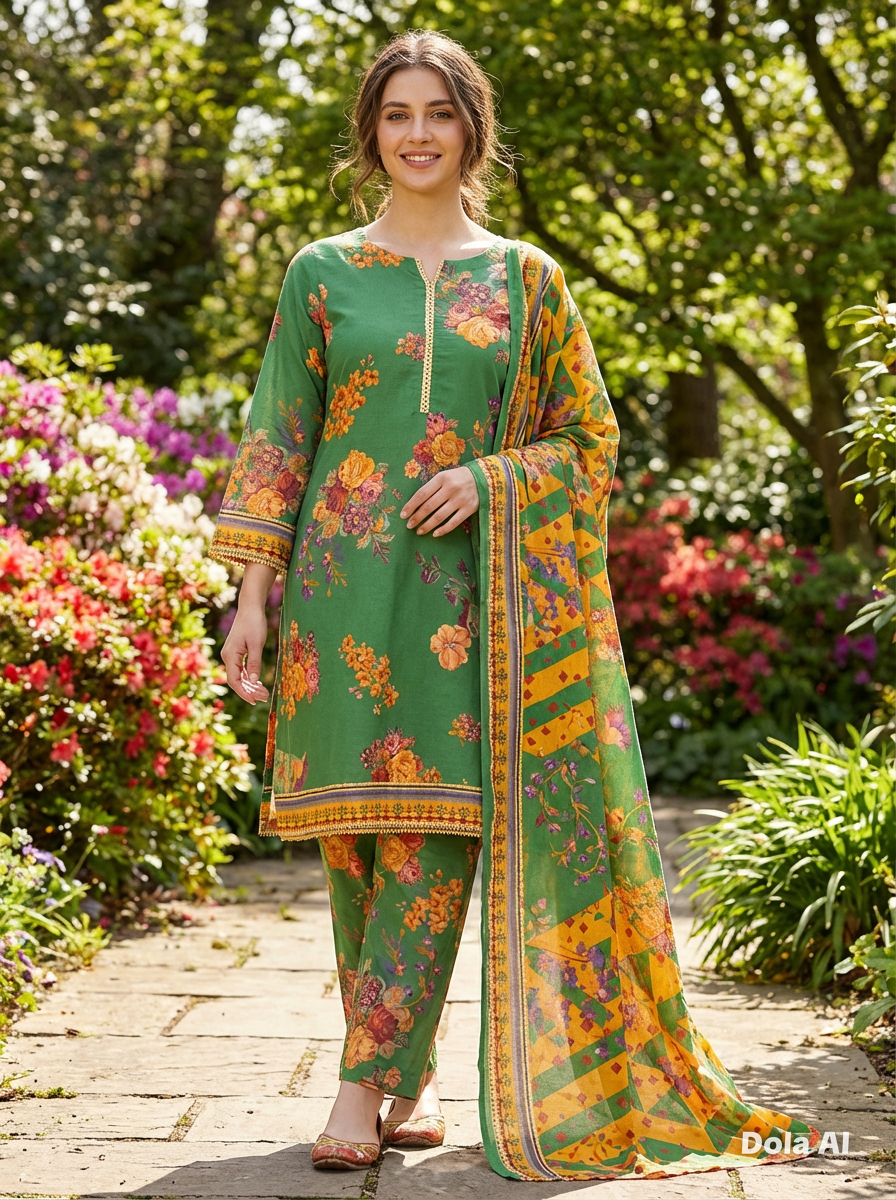 Gul Jee Bakht Collection 3pc Digital Printed Linen GJ 18