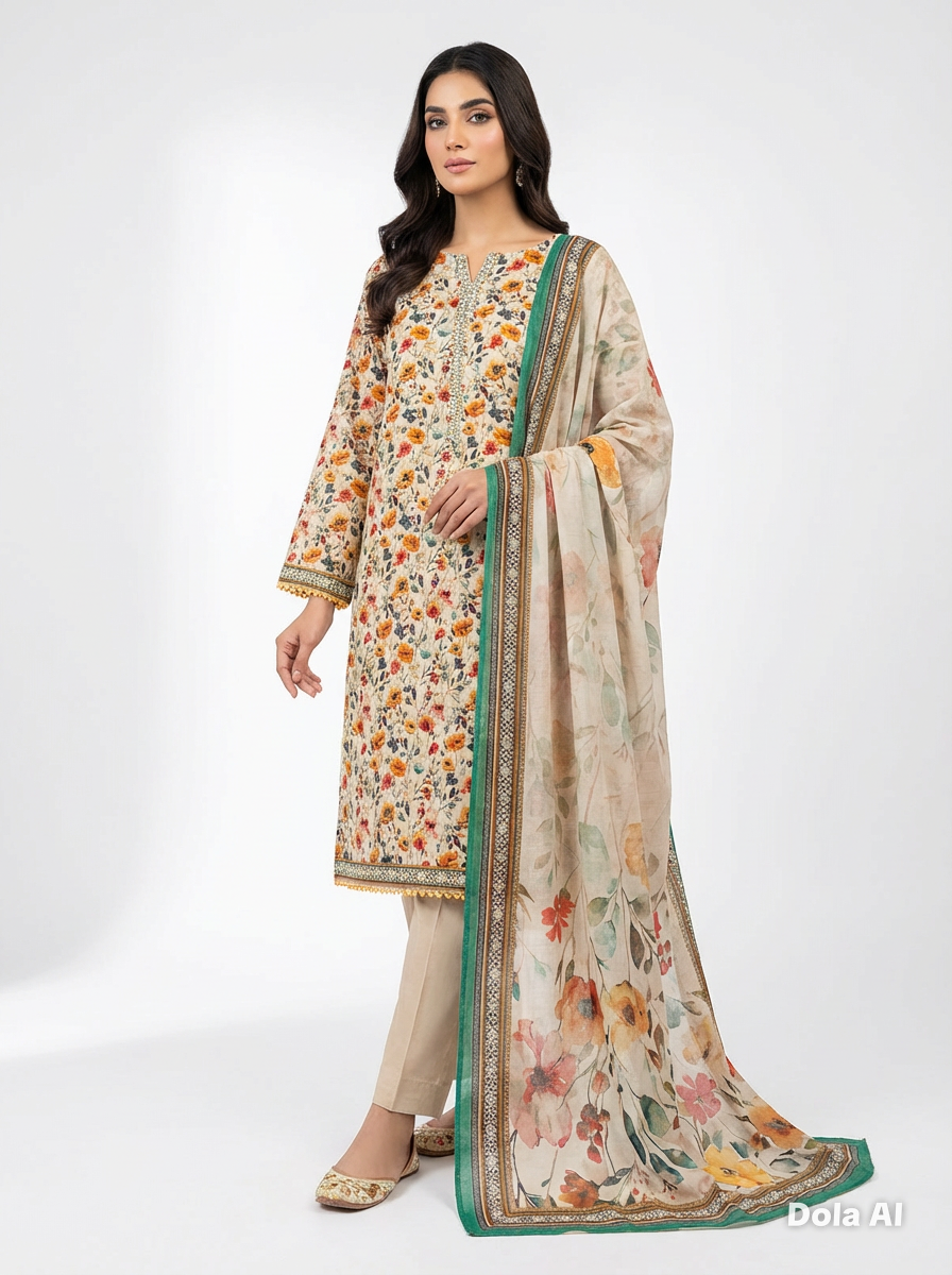 Bin Saeed 3PC Printed Suit B-S 0140