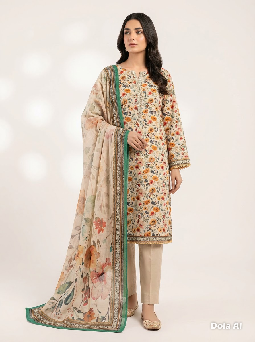 Bin Saeed 3PC Printed Suit B-S 0140