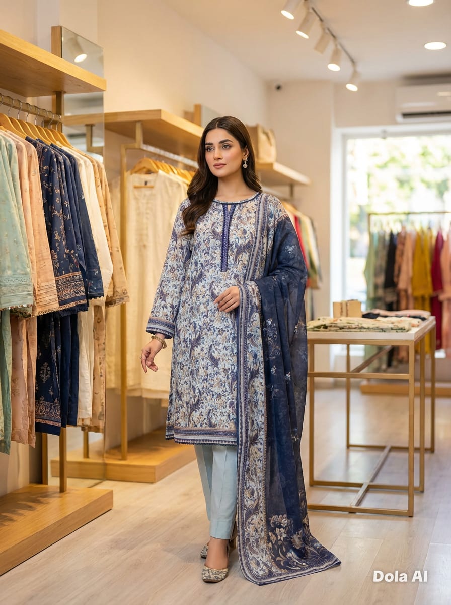Bin Saeed 3PC Printed Suit B-S 0760