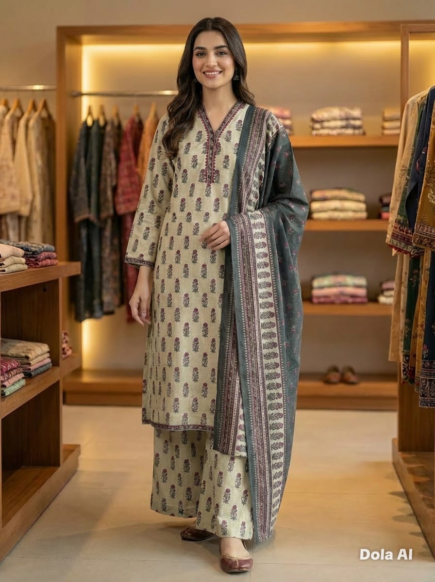 Bin Saeed 3PC Printed Suit B-S 0460