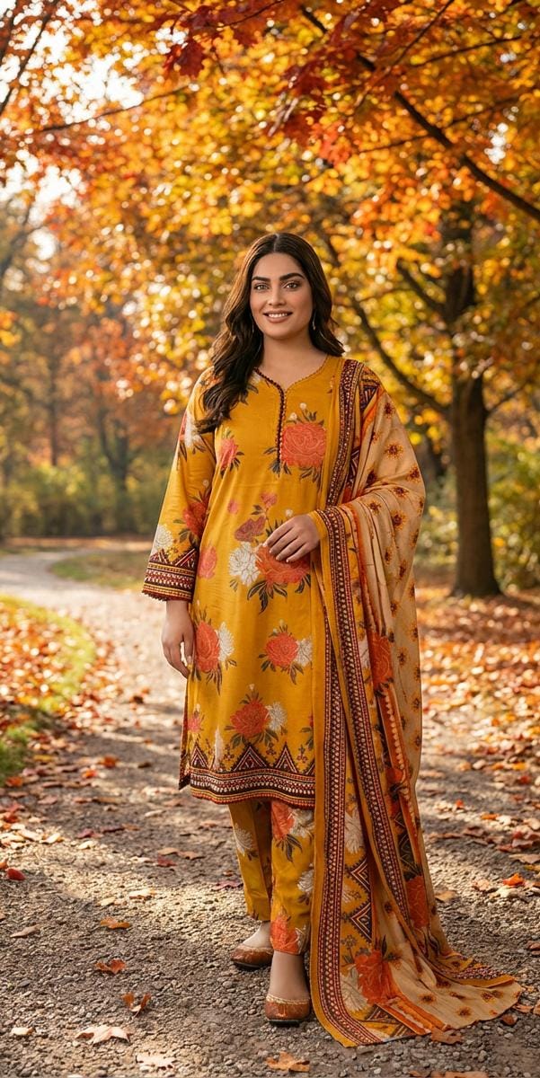 Gul Jee Bakht Collection 3pc Digital Printed Linen GJ 11